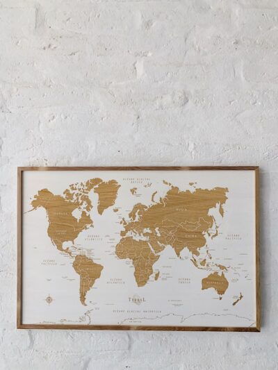 Mapamundi Medium Rectangular Blanco - Blanco, dorados