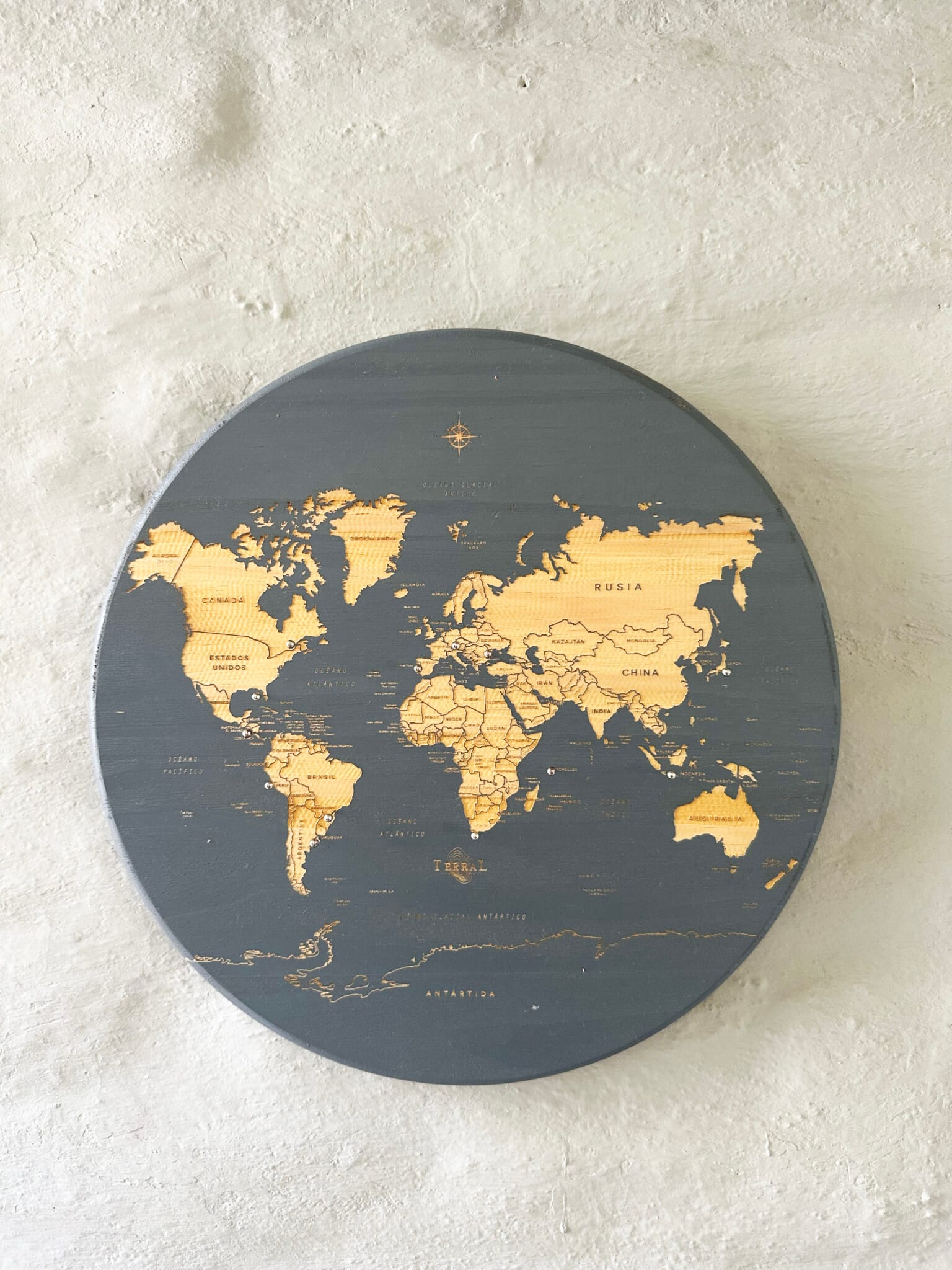 Mapamundi Medium Circular GRIS